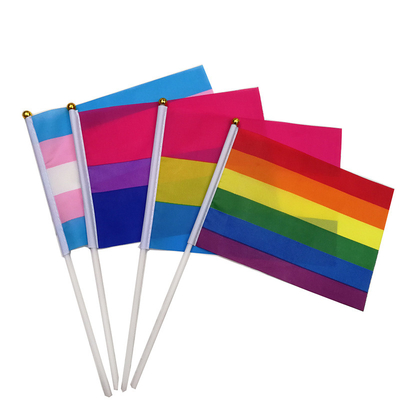 Hotsale LGBT Hand Falgs 100D poliester spersonalizowane flagi do machania rękami
