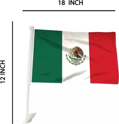 Niestandardowa flaga samochodowa Nadrukowana flaga samochodowa Meksyku z plastikowym słupkiem