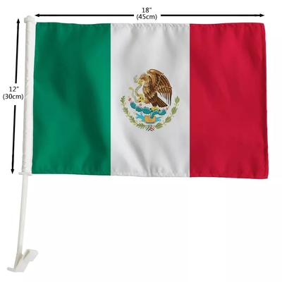 Niestandardowa flaga samochodowa Nadrukowana flaga samochodowa Meksyku z plastikowym słupkiem