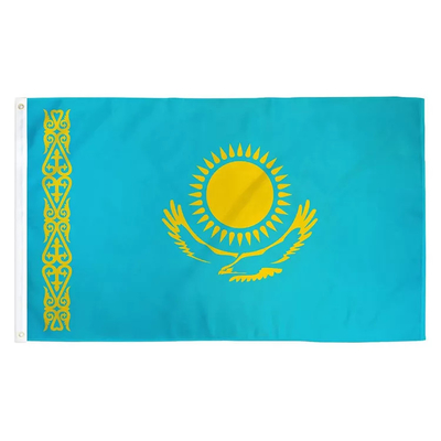 100% poliester Flaga kraju Kazachstanu 3X5ft Niestandardowy druk cyfrowy / sitodruk