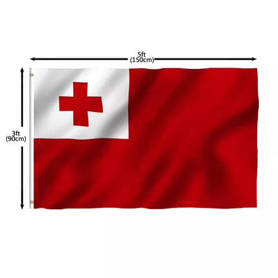 100% poliester Flaga narodowa Tonga Druk jednostronny / dwustronny 3x5Ft